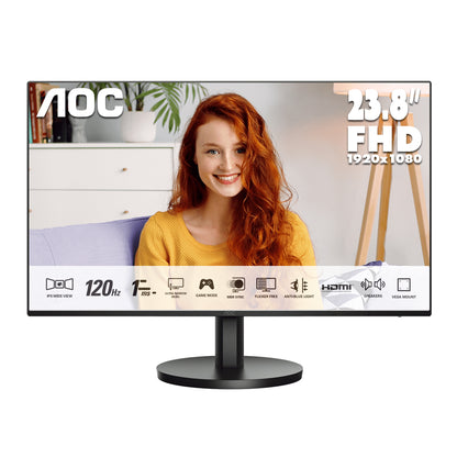 AOC 23.8" 全高清 IPS 120Hz 硬件防藍光家用顯示器 24B3QA3