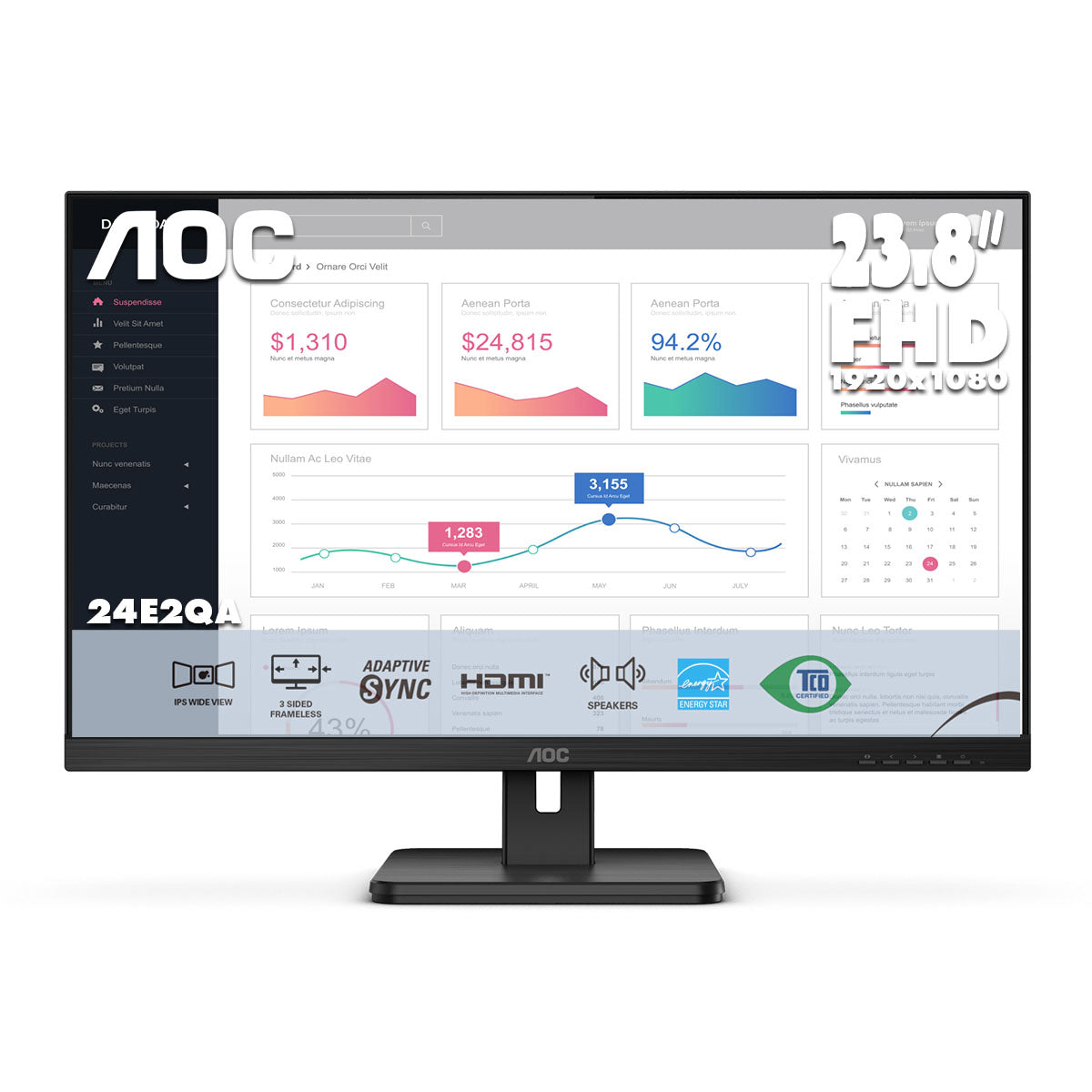 AOC 24E2QA 23.8" 廣視角顯示器