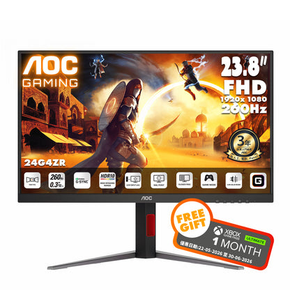 AOC 23.8" FullHD Fast IPS 260Hz Gaming Monitor 24G4ZR
