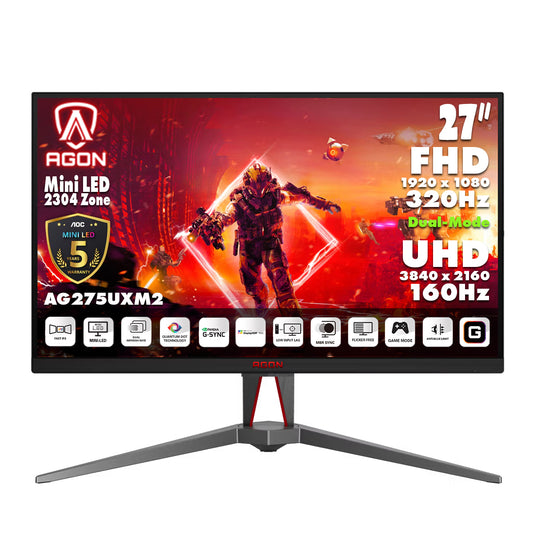 AOC AGON 27" 4K UHD Fast IPS Mini-LED 2304 Zone 雙模式 (4K 160Hz ↔ FHD 320Hz) 電競顯示器 AG275UXM2
