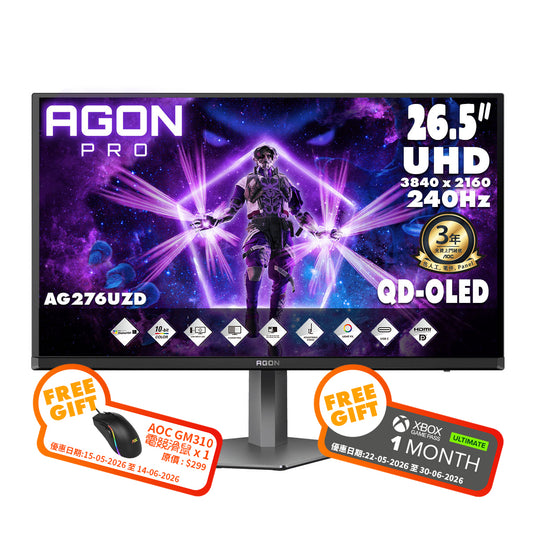 AOC AGON PRO 26.5" 4K UHD QD-OLED 240Hz Gaming Monitor AG276UZD