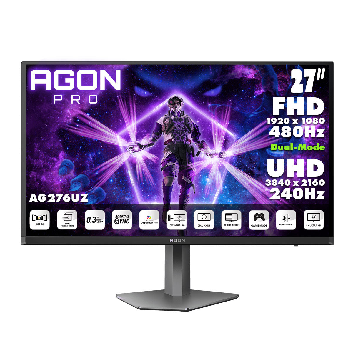 AOC AGON PRO 27" 4K UHD Fast IPS Dual-Mode (4K 240Hz ↔ FHD 480Hz) Gaming Monitor AG276UZ