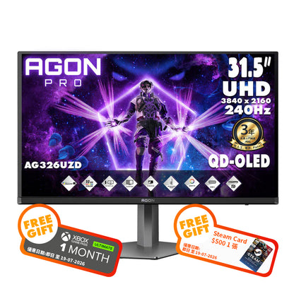 AOC AGON PRO 31.5" 4K UHD QD-OLED 240Hz Gaming Monitor AG326UZD