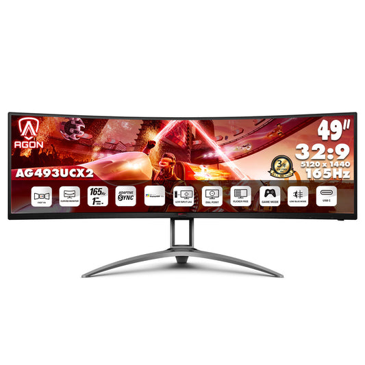 AOC AGON 49" 32:9 Dual QHD VA 165Hz Curved Gaming Monitor AG493UCX2