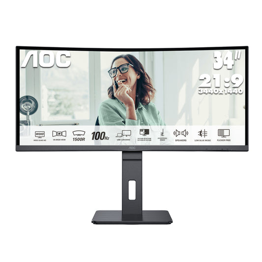 AOC CU34P3CV 34"Wide QHD USB-C 曲面商業顯示器
