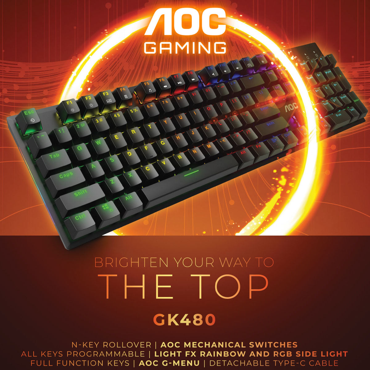 AOC GK480 RGB電競遊戲鍵盤