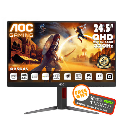 AOC 24.5" 2K QHD Fast IPS 320Hz Gaming Monitor Q25G4S