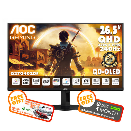 AOC 26.5" 2K QHD QD-OLED 240Hz Gaming Monitor Q27G40ZDF