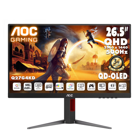 AOC 27" 2K QHD QD-OLED 500Hz Gaming Monitor Q27G4KD