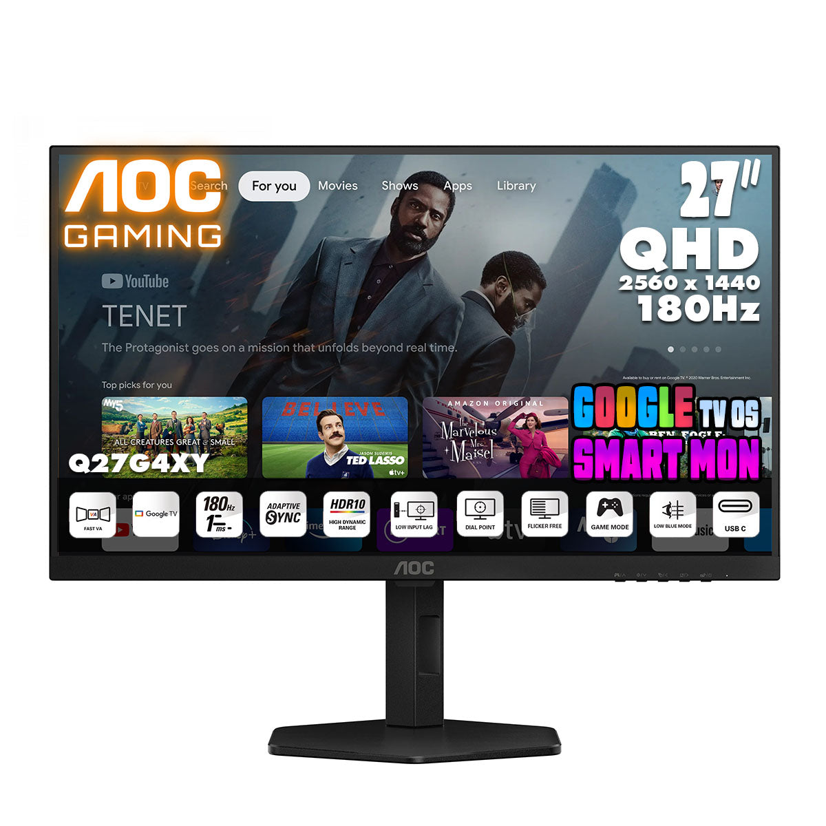 AOC Q27G4XY 27" 2K QHD 180Hz Google TV 智能電競顯示器 