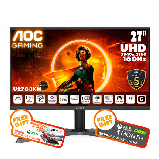 AOC 27" 4K UHD Fast IPS 160Hz Mini-LED 576 Zone Gaming Monitor U27G3XM